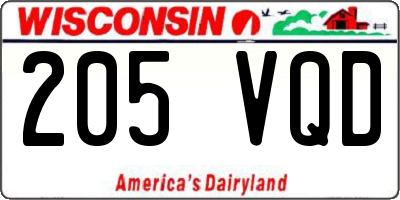 WI license plate 205VQD