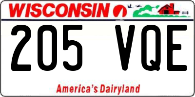 WI license plate 205VQE
