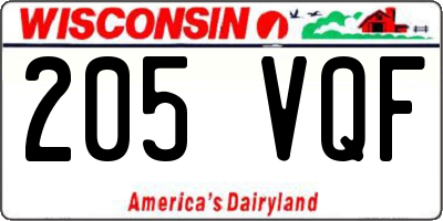 WI license plate 205VQF