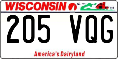 WI license plate 205VQG