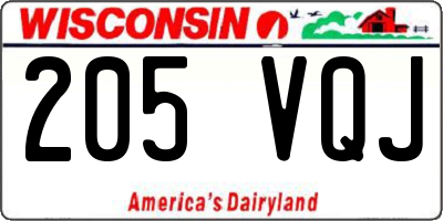 WI license plate 205VQJ