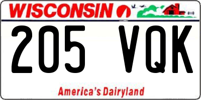 WI license plate 205VQK