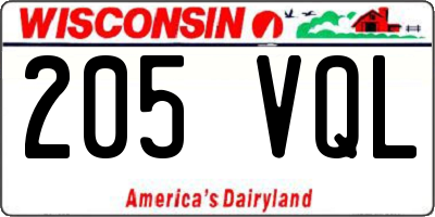 WI license plate 205VQL