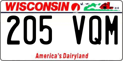 WI license plate 205VQM