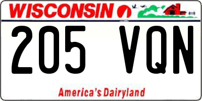 WI license plate 205VQN