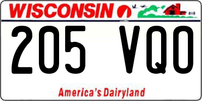 WI license plate 205VQO