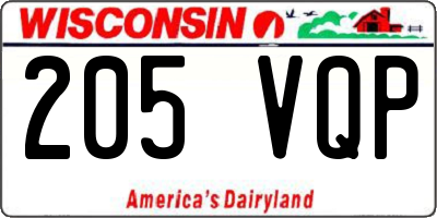 WI license plate 205VQP