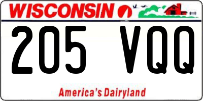 WI license plate 205VQQ