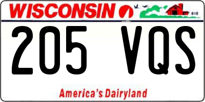 WI license plate 205VQS