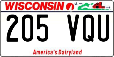 WI license plate 205VQU