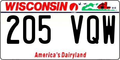 WI license plate 205VQW