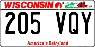 WI license plate 205VQY