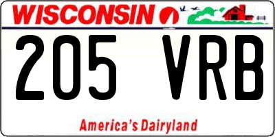 WI license plate 205VRB