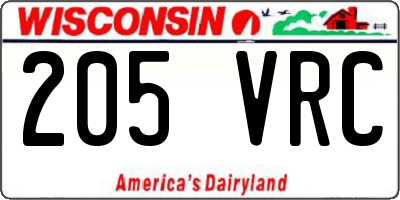 WI license plate 205VRC