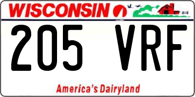 WI license plate 205VRF