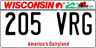 WI license plate 205VRG