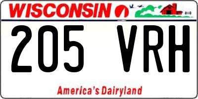 WI license plate 205VRH