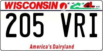 WI license plate 205VRI