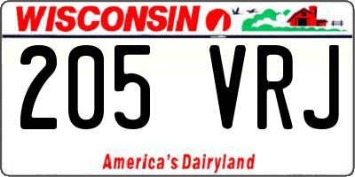 WI license plate 205VRJ