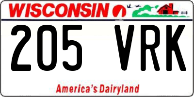 WI license plate 205VRK