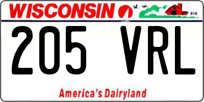 WI license plate 205VRL