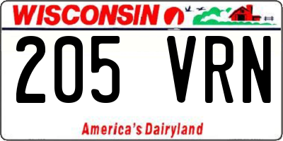 WI license plate 205VRN
