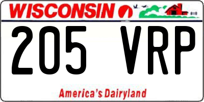 WI license plate 205VRP