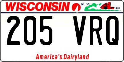 WI license plate 205VRQ