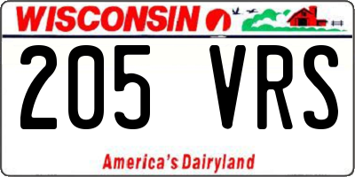 WI license plate 205VRS