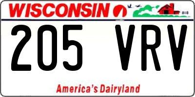 WI license plate 205VRV