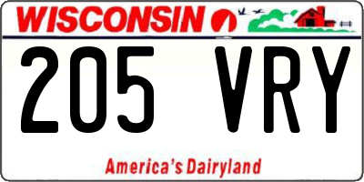 WI license plate 205VRY