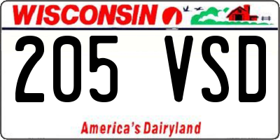 WI license plate 205VSD