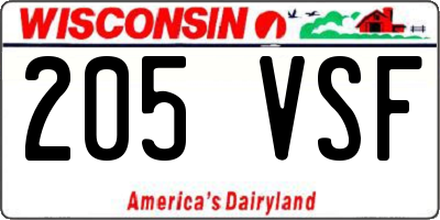 WI license plate 205VSF