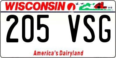 WI license plate 205VSG