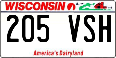 WI license plate 205VSH