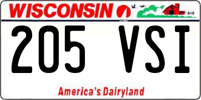 WI license plate 205VSI