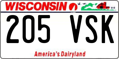 WI license plate 205VSK