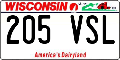 WI license plate 205VSL