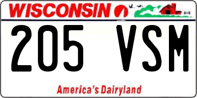 WI license plate 205VSM