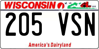 WI license plate 205VSN