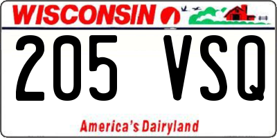 WI license plate 205VSQ