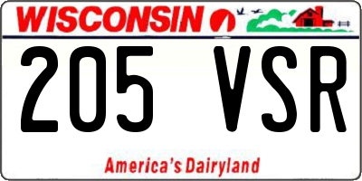 WI license plate 205VSR