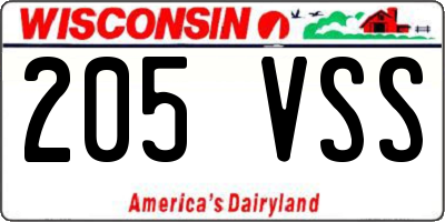 WI license plate 205VSS