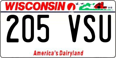 WI license plate 205VSU
