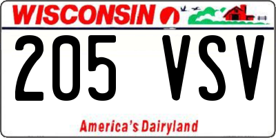 WI license plate 205VSV