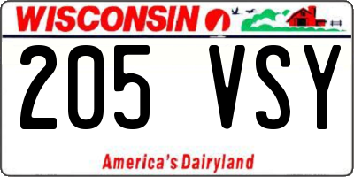 WI license plate 205VSY