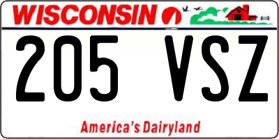 WI license plate 205VSZ