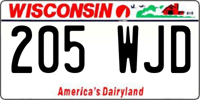 WI license plate 205WJD