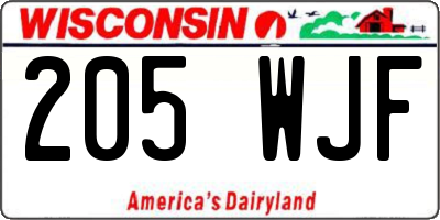 WI license plate 205WJF