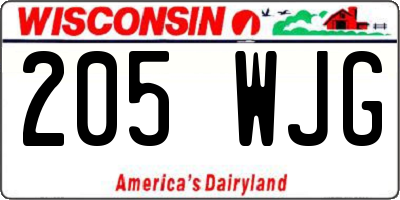 WI license plate 205WJG